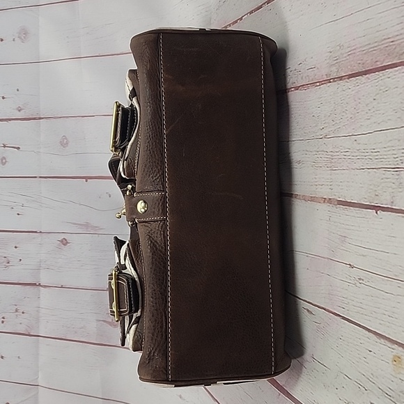 Coach NWT Brown & White Sigbature Satchel - Picture 8 of 12